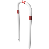 Hoop of steel tube |  60 x 2,5 mm | without cross bar | for casting in concrete | total width: 500 mm | total height: 1400 mm | hot-dip galvanized and white coatedwith red reflecting stripes
